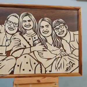 Personalised Wooden Carving 4 face